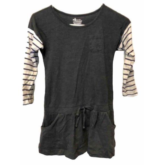 Old Navy Striped‎  Dress Girls Size S 6/7 Nautical Striped Cotton Blend - Picture 1 of 5